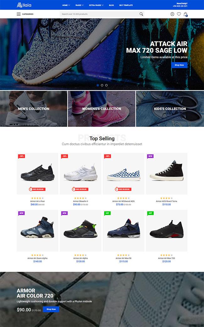 时尚运动鞋购物网站模板_珊瑚贝